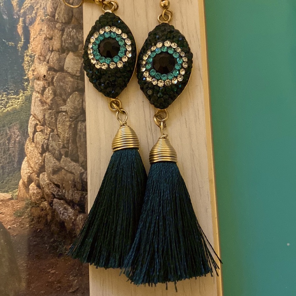 EVIL EYE EARRINGS- EMERALD GREEN